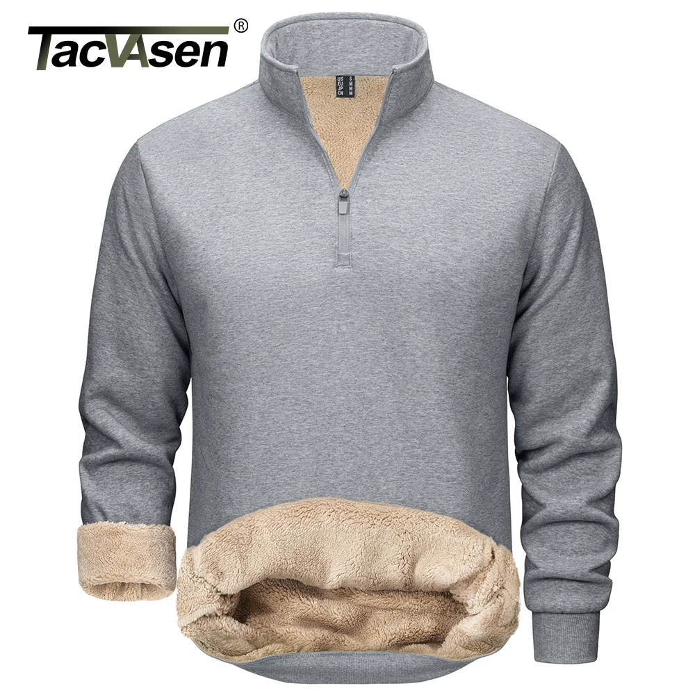 TACVASEN Men's 1/4 Zip Up Pullovers Sherpa Fleece Lined Turtleneck Sweatshirt Solid Casual Heavyweight Winter Warm Sweaters