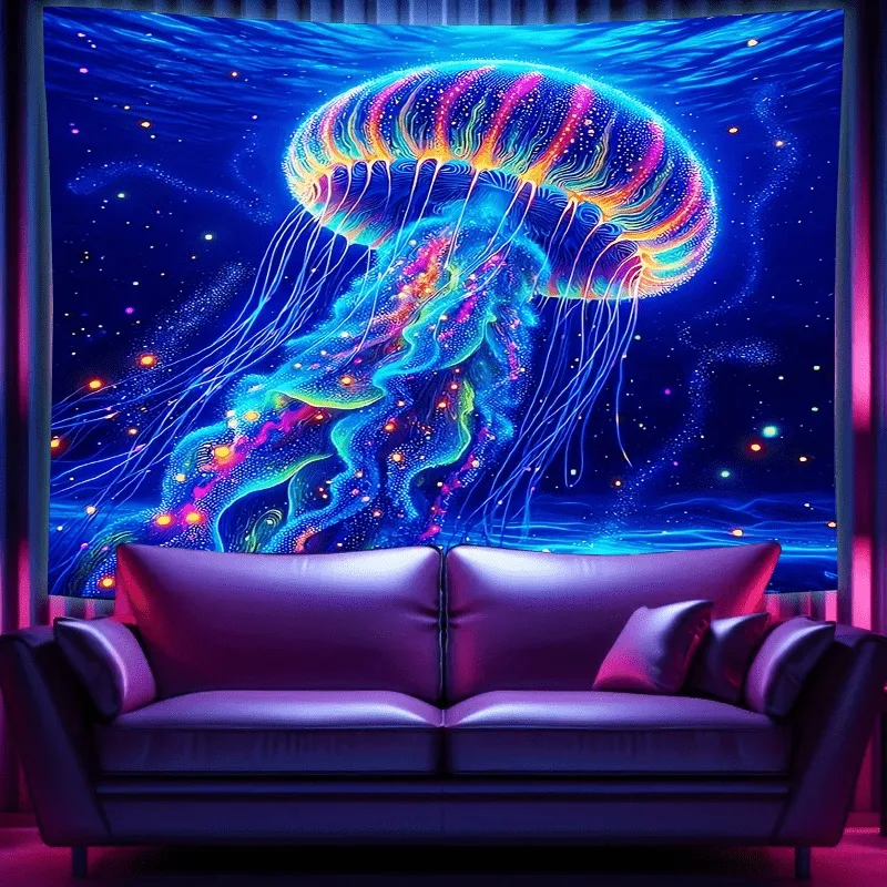 Ultraviolet Sky Coastline Luminous Tapestry Indoor Mood Create Atmosphere Psychedelic Luminous Pop Art Bedroom Decoration