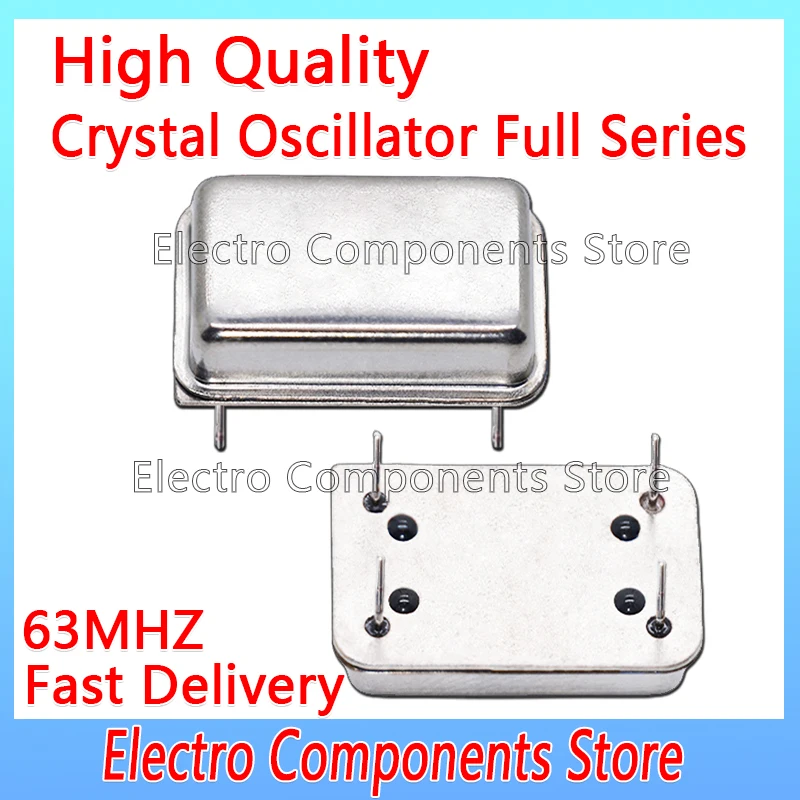2PCS 63MHz 63.000MHz 63M Active Crystal Oscillator OSC In-line DIP-4 Rectangular Clock Vibration Full Size 4Pin 3.3V 5V DIP14