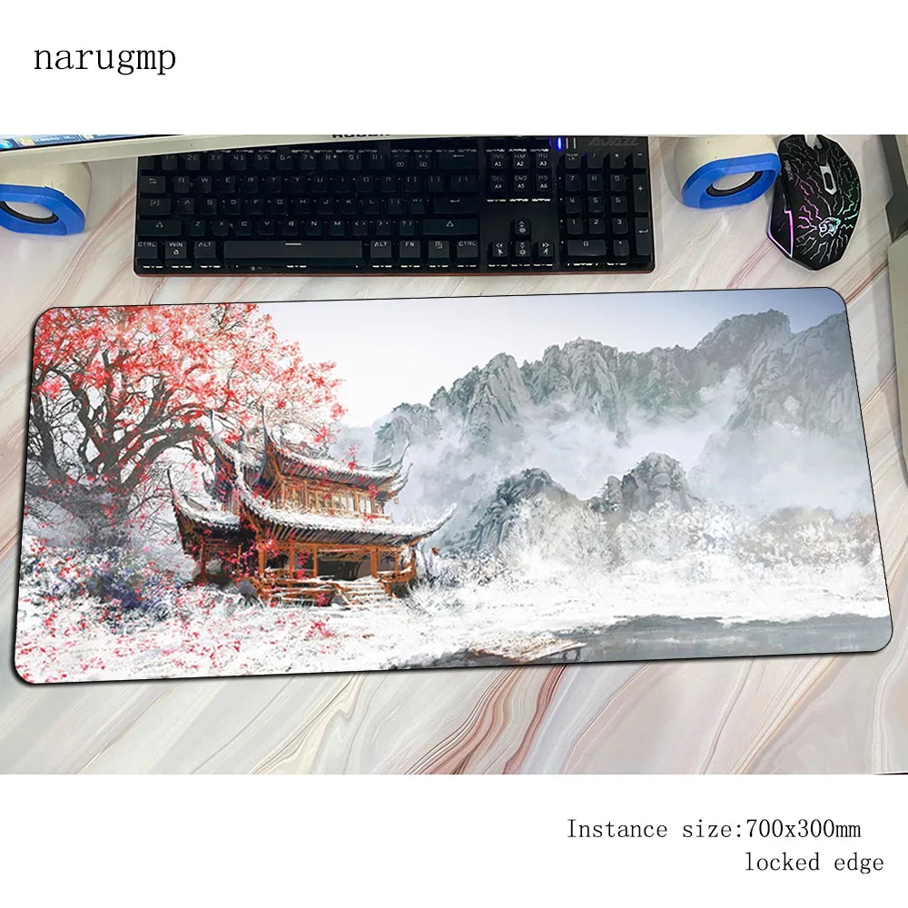 Oriental Mouse Pad Mousepads Winter 700x400x4mm Gamer Gaming Mousepad Gamer Sakura Blossom Pads Keyboard Pc Pad