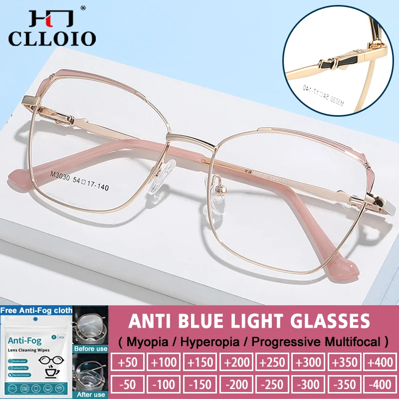 

CLLOIO Anti Blue Light Reading Butterfly Large Frame Glasses Fashion Women Myopia Hyperopia Progressive Prescription Eyeglasses
