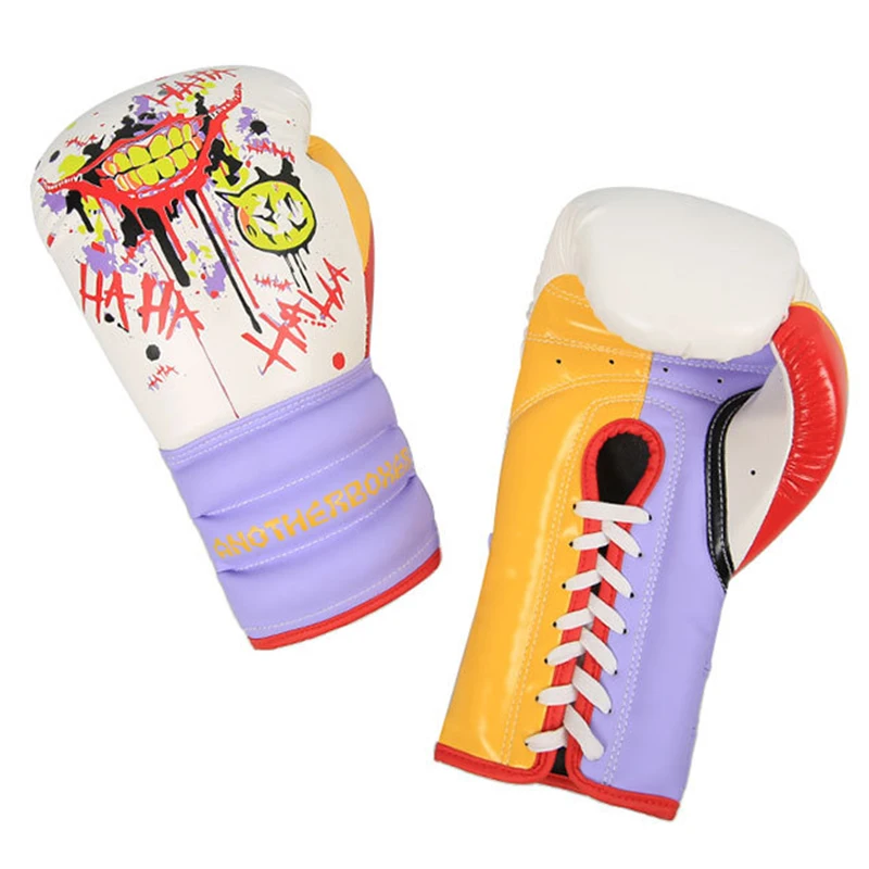 Joker Graffiti Boxhandschuhe aus PU-Leder, Schnürhandschuhe für Männer und Frauen, geeignet für Muay Thai, Kickboxen, Sparring und das Training mit einem Boxsack.