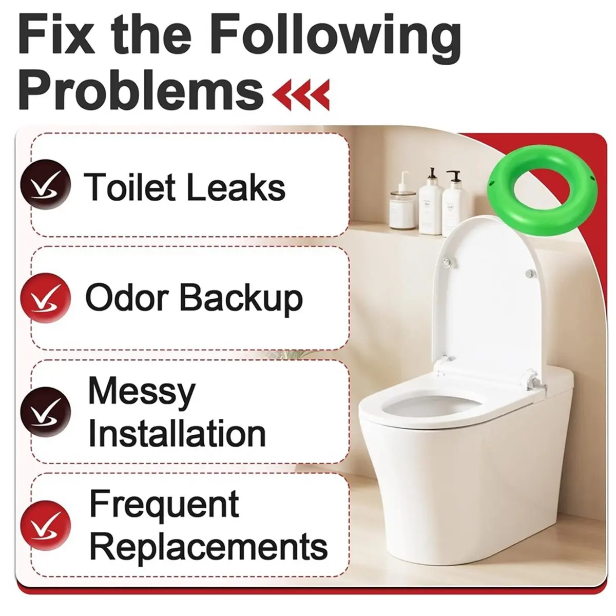 

2 Sets Waxless Toilet Gasket, the Green Flexible Foam Ring Toilet Seal Kit with Screws & Nuts for Mo