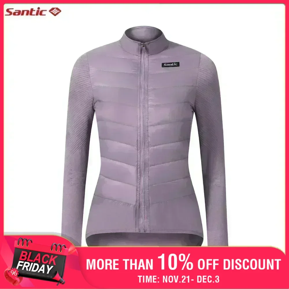 Santic Women Cycling Down Long Sleeve Jersey Bicycle Keep Warm MTB Road Lightweight Windproof Long Sleeve Jackets Asian Size