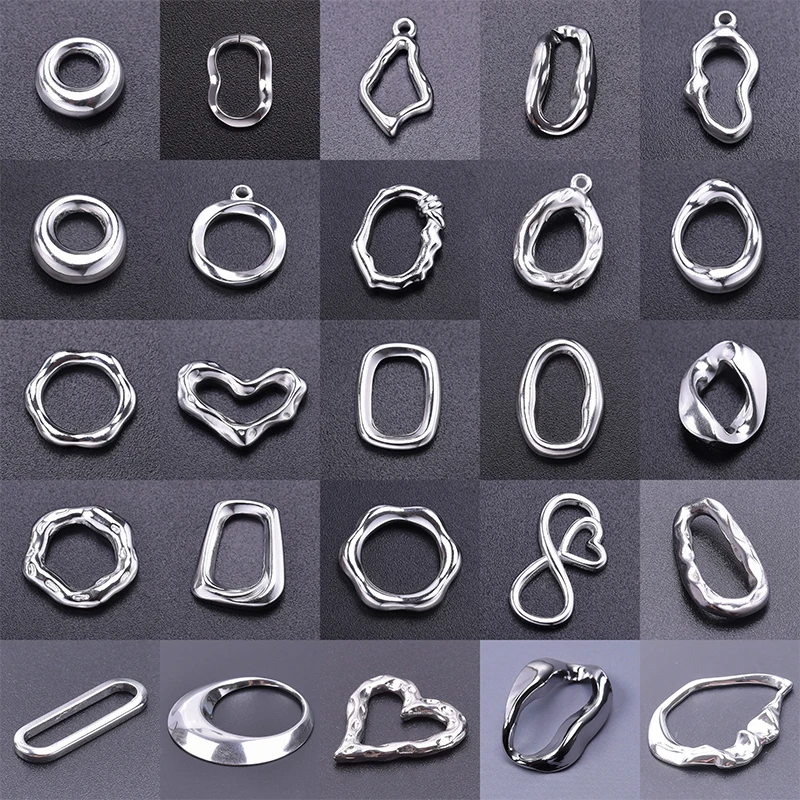 5pcs Stainless Steel Pendant With Different Shapes Charming Simple Fashionable Diy Made Necklace Accessories For Men And Women