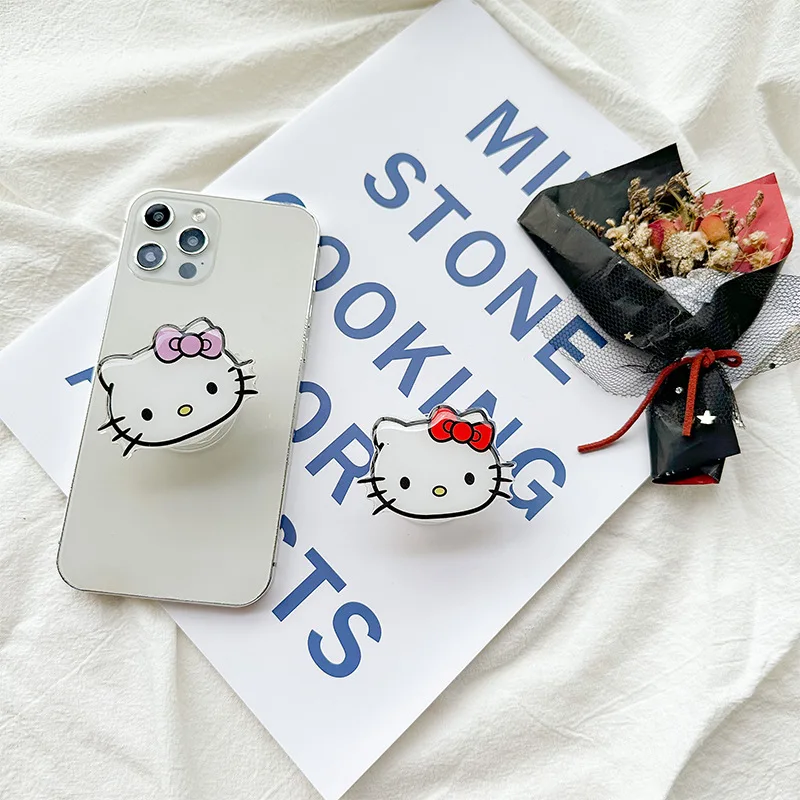 Sanrio Hello Kitty Phone Socket Holder Kawaii Finger Grip Bracket Finger Grip Bracket Desktop Holder Back Sticker Gifts