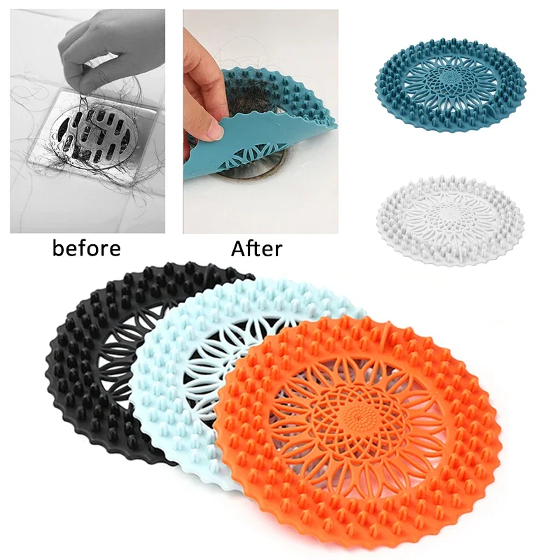 Sink Anti-blocking Floor Drain Cover Shower Drain Strainers Bathtub Stopper Silicone Sink Cover Hair Catchers Bathroom Filter