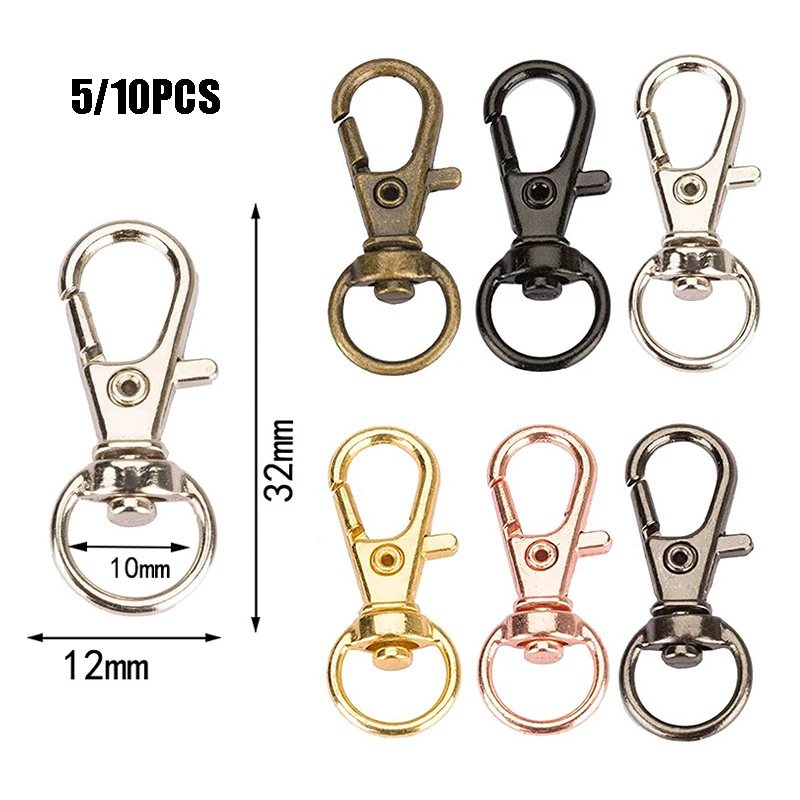 5/10Pcs Split Key Ring Swivel Lobster Clasp Hooks Key Ring Swivel Connector Carabiner for Jewelry Findings Making DIY Handcrafts