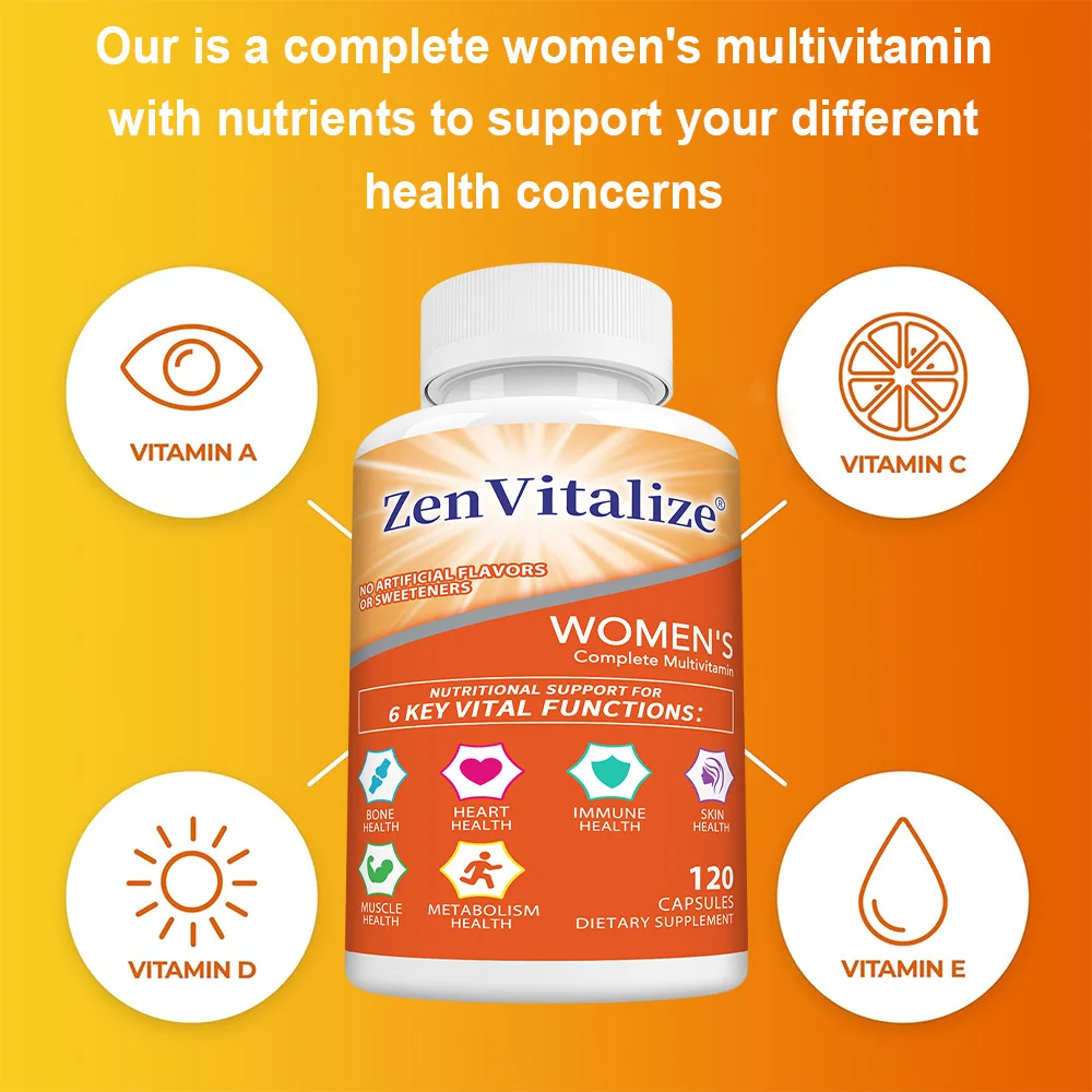 ZenVitalize الفيتامينات المتعددة النسائية للمناعة والجمال ودعم الطاقة ودعم صحة العظام ويعزز عملية التمثيل الغذائي