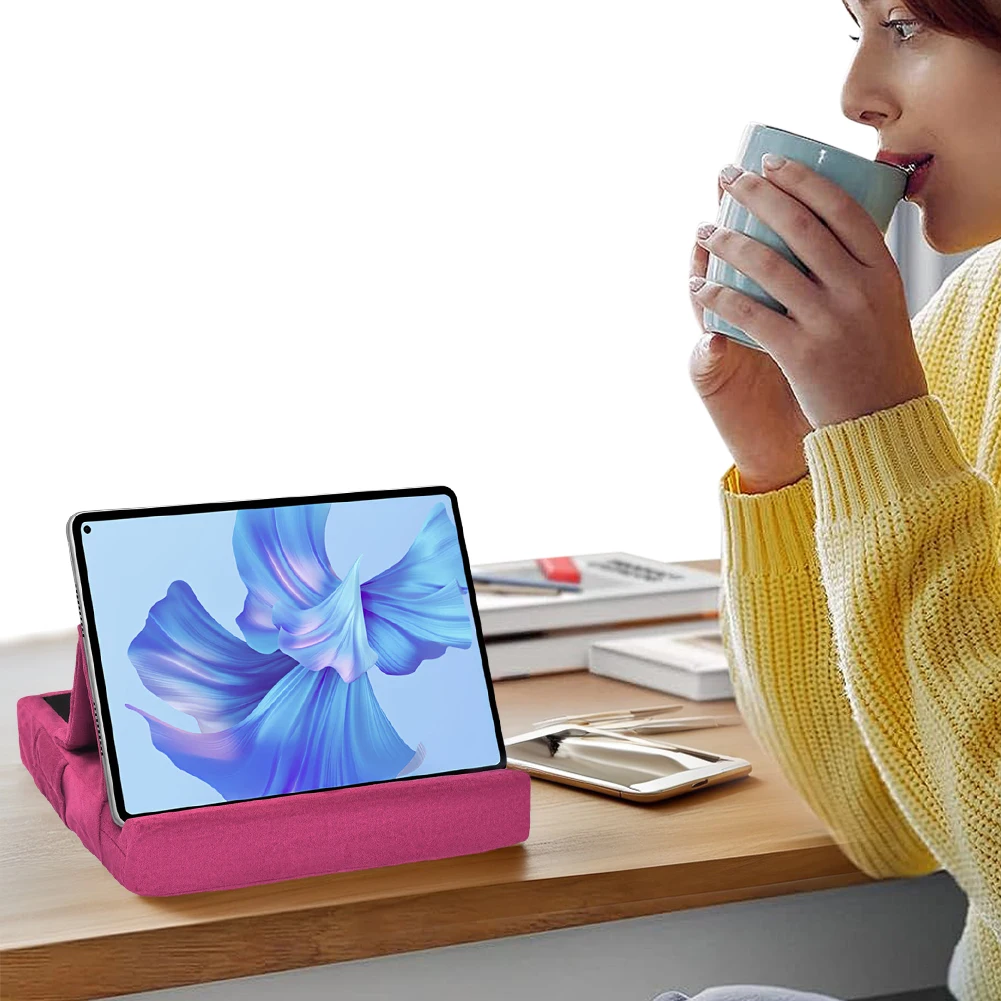 

Tablet Pillow Holder with Pocket Multi-Angle Tablet Stand Angle Adjustable Tablet Phone Stand Cushion for Bed Lap Desk