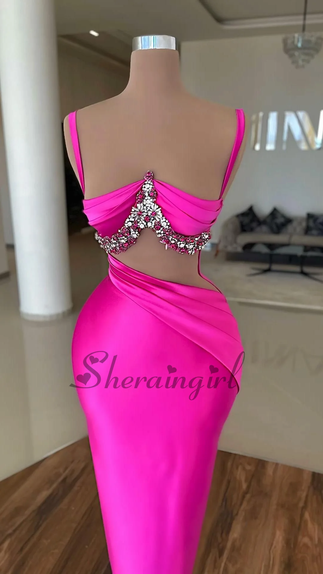 SHERAIN فساتين لحضور الحفلات الموسيقية الساحرة للنساء مطوي أحجار الراين غمد السباغيتي الأشرطة الساتان Vestidos De Noche انخفاض الشحن #2