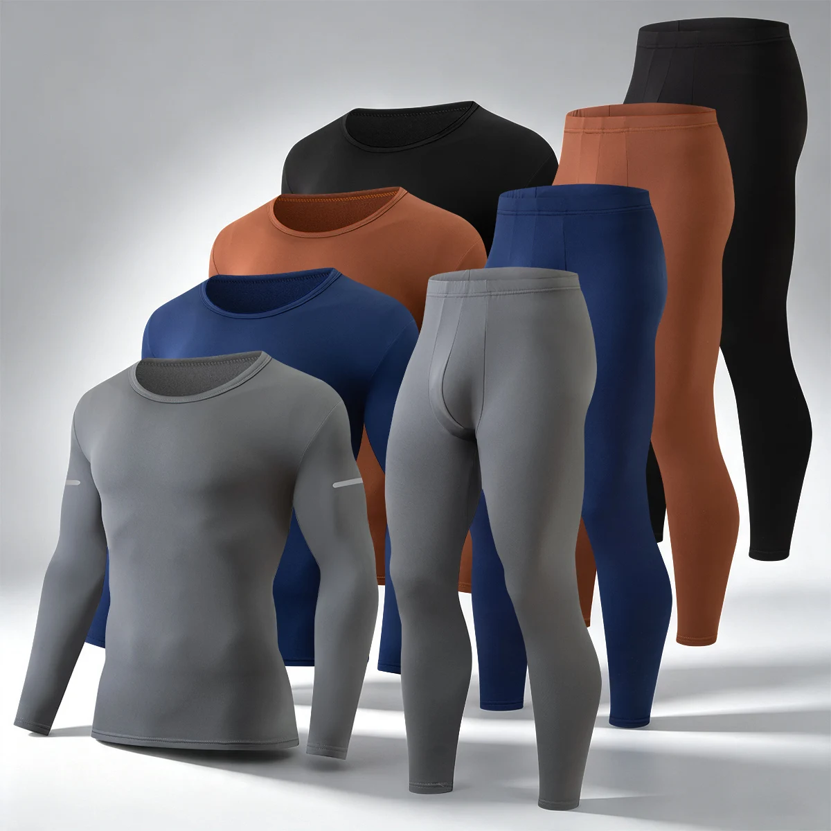 2-piece Set Of Men's Casual And Versatile Warm Underwear For Autumn/Winter Comfortable Round Neck Sports And Fitness Base Shirt