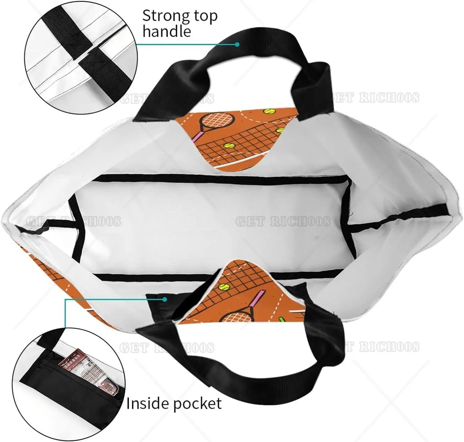 Сумка-тоут для любителей тенниса, спортивные продуктовые сумки с ручкой для хранения, сумка для покупок, портативная сумка для спортзала, уличная работа для пикника для женщин