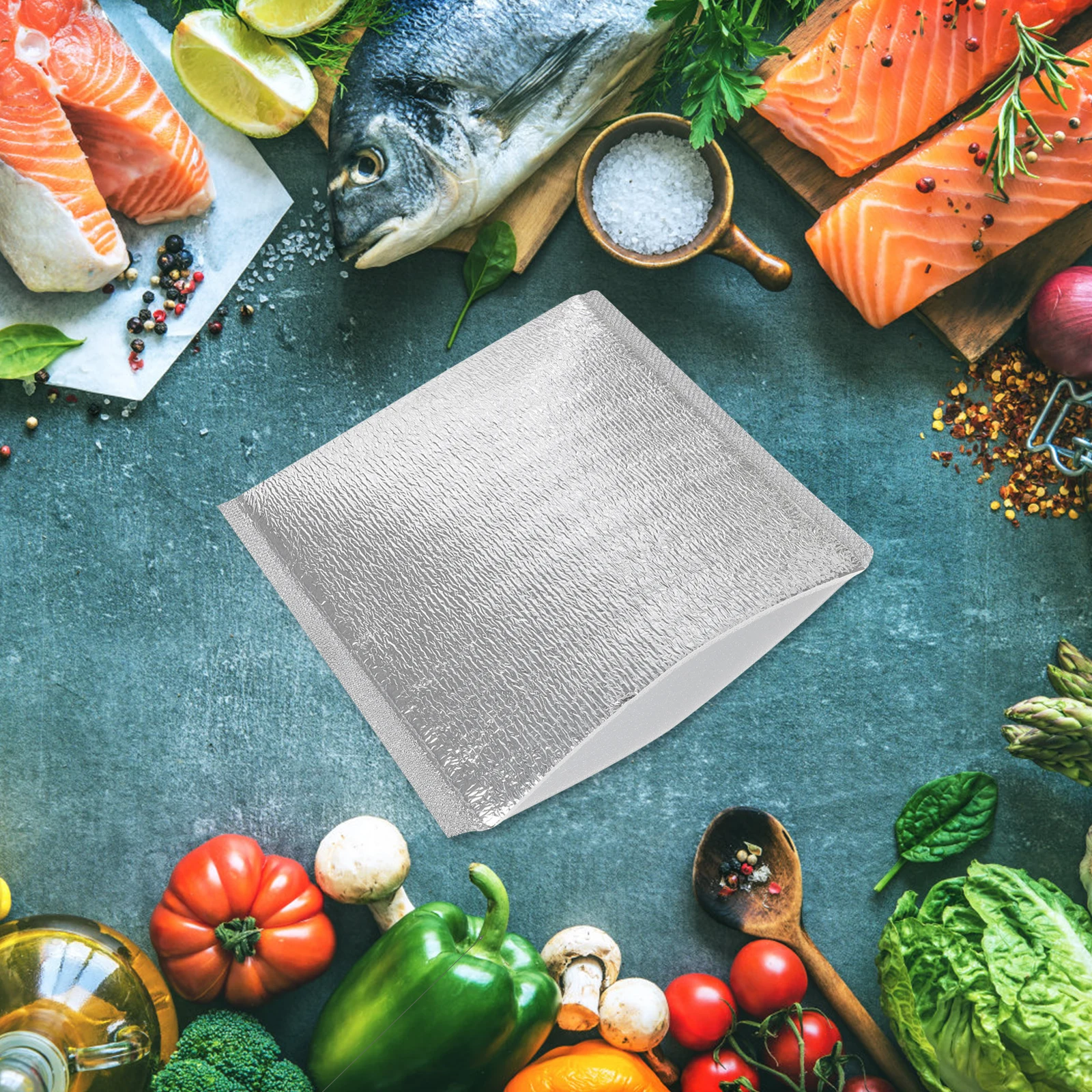 

50pcs Aluminum Foil Insulation Bags Sandwich Cooler Take Out Fresh Keeping Pouches For Travel Camping