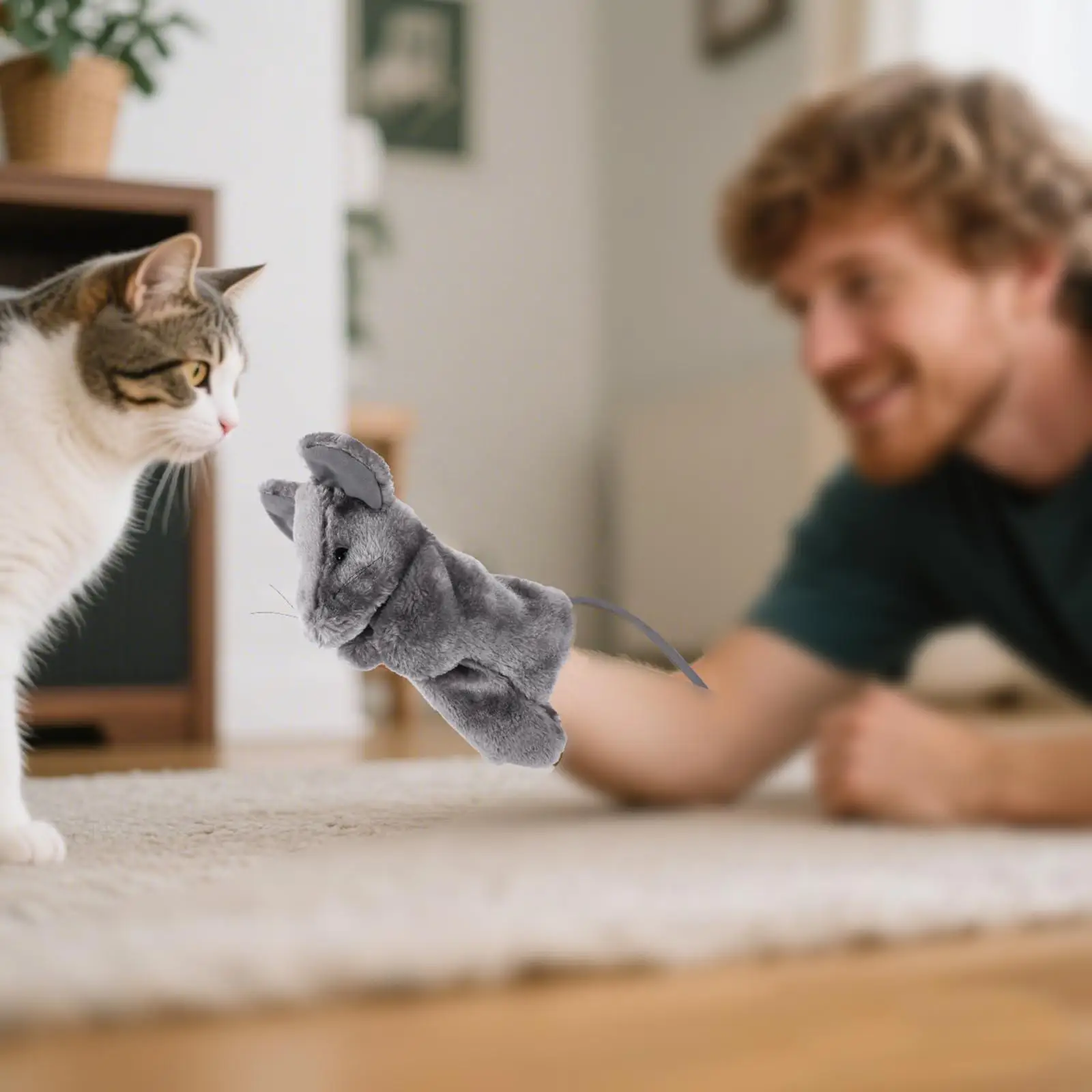 

Mouse Hand Puppet Teaching Plush Toy Gift Pet Lovers Cat Wrestling Toy Glove