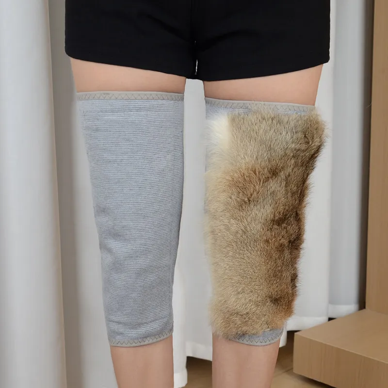 Knee Pad Leg Warmer Solid Natural Rabbit Fur Women Knee Sleeve Leg Warmer Knee Pads For Winter