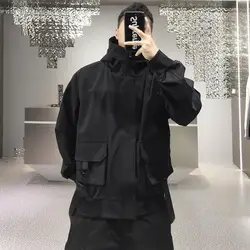 2025 Hip Hop Harajuku Women and Men Jacket Streetwear Safari Style Oversized Hooded Autumn Spring Coat Gothic Clothes Techwear