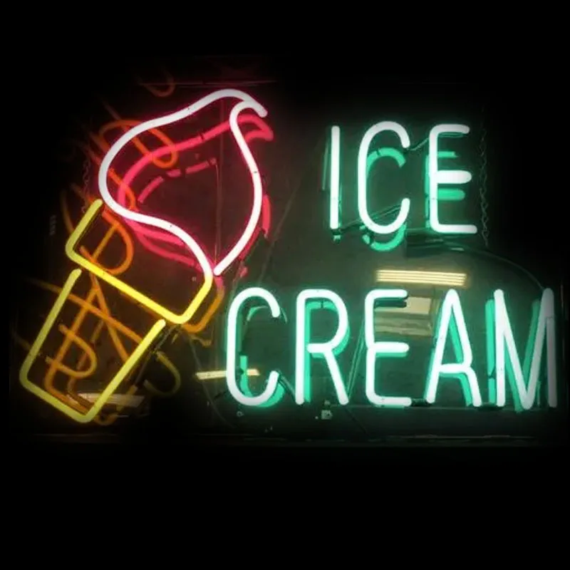 

Neon Sign For Ice Cream Neon Wall Sign Ice Room Window Shop Wall Hang Lamp Decor Painted Board Restaurant Handmade glass TUBE