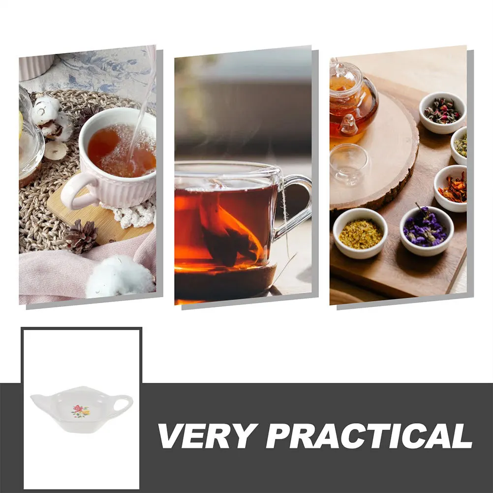 

2Pcs Decorative Tea Bag Coaster Ceramic Plate for Tea Bags and Spoons Ideal Household Organizer Snack Sauce Dish Gift