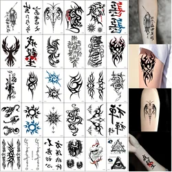 30pcs/set Men Tattoo Fake Temporary Waterproof Totem Chinese Letter Eye Transfer Tattoos for Women Adult Hands Neck Arm Leg Body