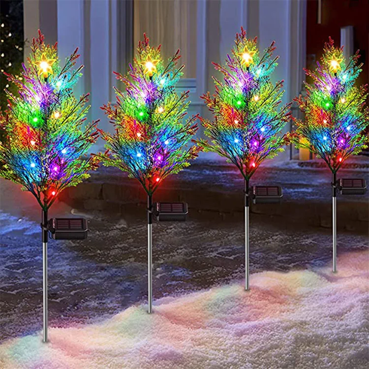 

LED Solar Pine and Cypress Tree Plug in Light Outdoor Waterproof Decoration Courtyard Lawn Christmas View 7-Color Light