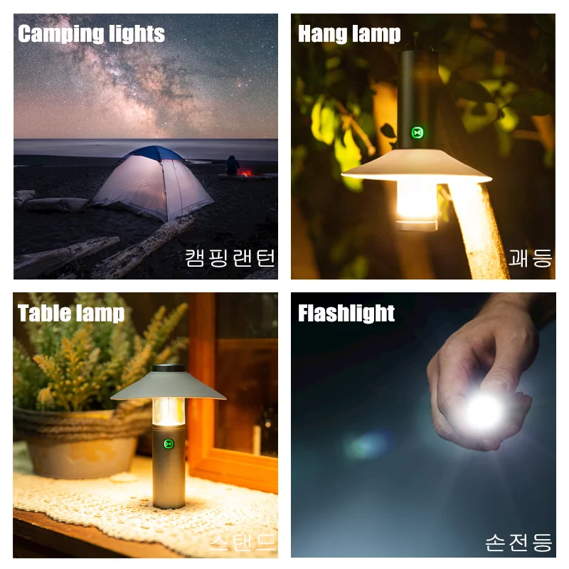 Lanterna LED forte para acampar, Brilho ajustável, Pequena luz de acampamento, USB Camping Lamp, Lanterna portátil ao ar livre