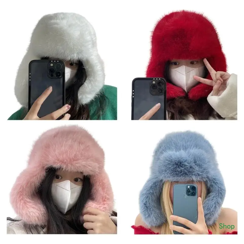 

Dropship Casual Thick Earflap Design Hat Plush Windproof Hat for Late Autumn Winter Wear