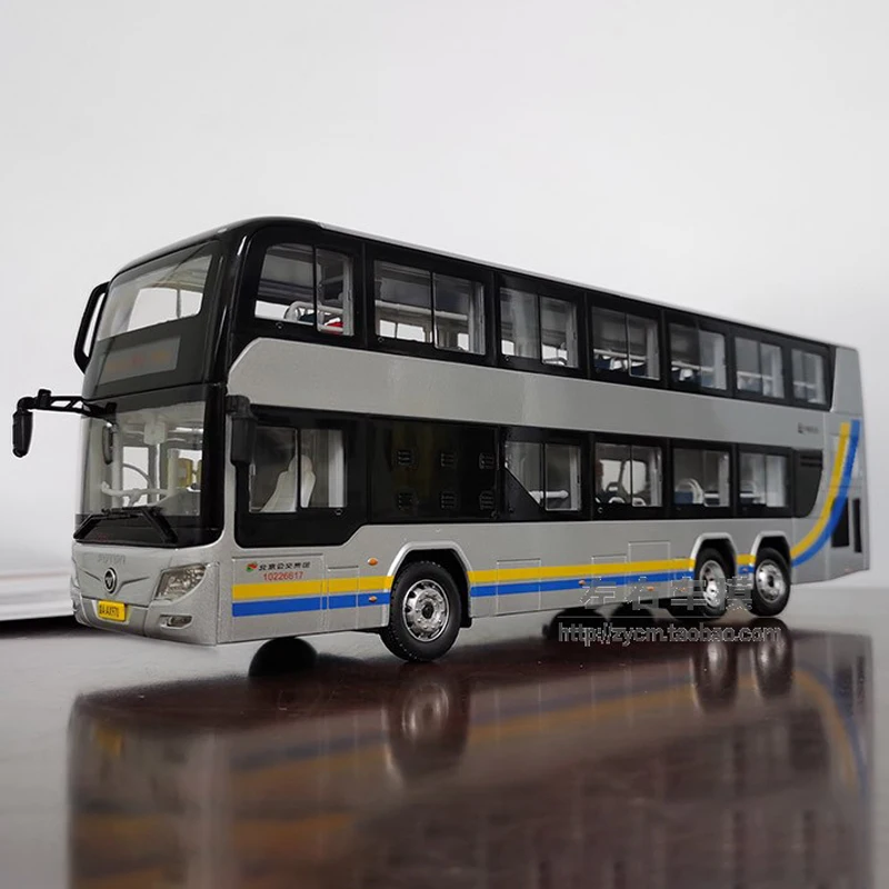 1:43 Scale Diecast Alloy FOTON Beijing New Energy Double Decker Bus Toys Cars Model Classics Adult Souvenir Gifts Static Display