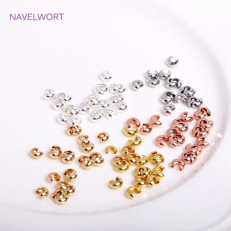 Multi Size 14K/18K Gold Plated Crimp End Beads Supplies Crimp Beads Covers For Jewelry Making DIY Accessories