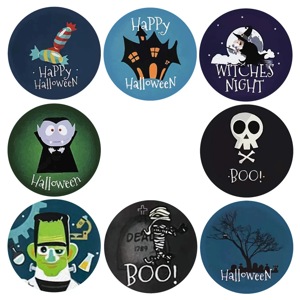 50-500pcs 1 Inch Halloween Pumpkin Decor Labels Adhesive Sticker For Gifts Sealing Handmade Envelope DIY Stationery Stickers