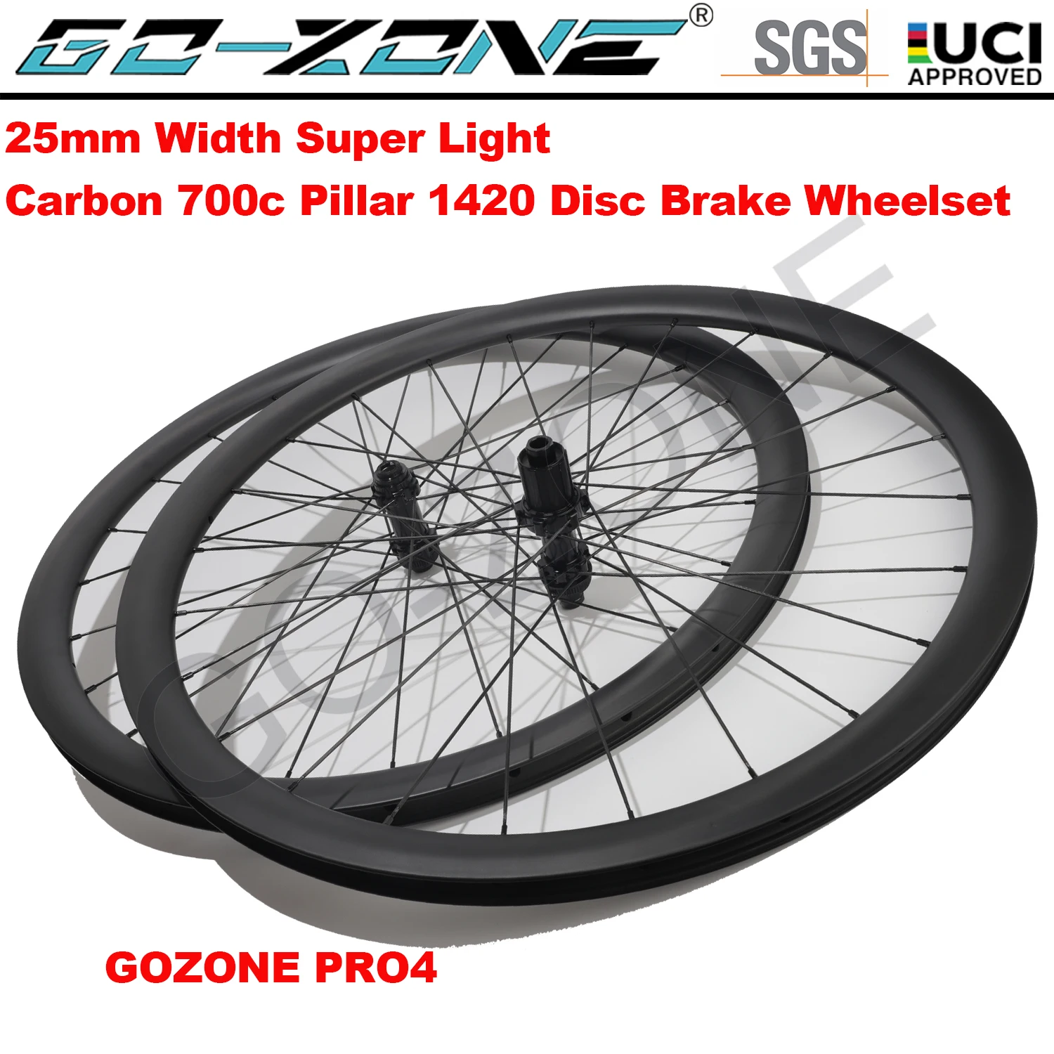 Factory Outlet Super Light Clincher Tubeless Carbon Wheelset Disc Brake 700c GOZONE PRO4 Pillar 1420 24/24H Carbon Road Wheels