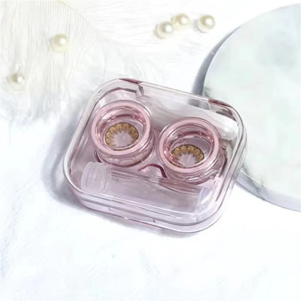 KLASSNUM Cute Contact Lens Case Travel Accessories Portable Transparent Eye Care Kit Mini Minimalist Integrated Companion Box