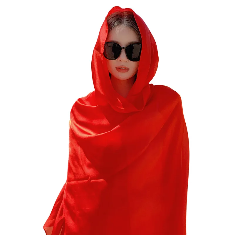 Red Scarf Women Luxury Travel Scarves Outdoor Sun Protection Pashmina Shawl Fashion Comfortable Big Panuelos Hijab Muslim