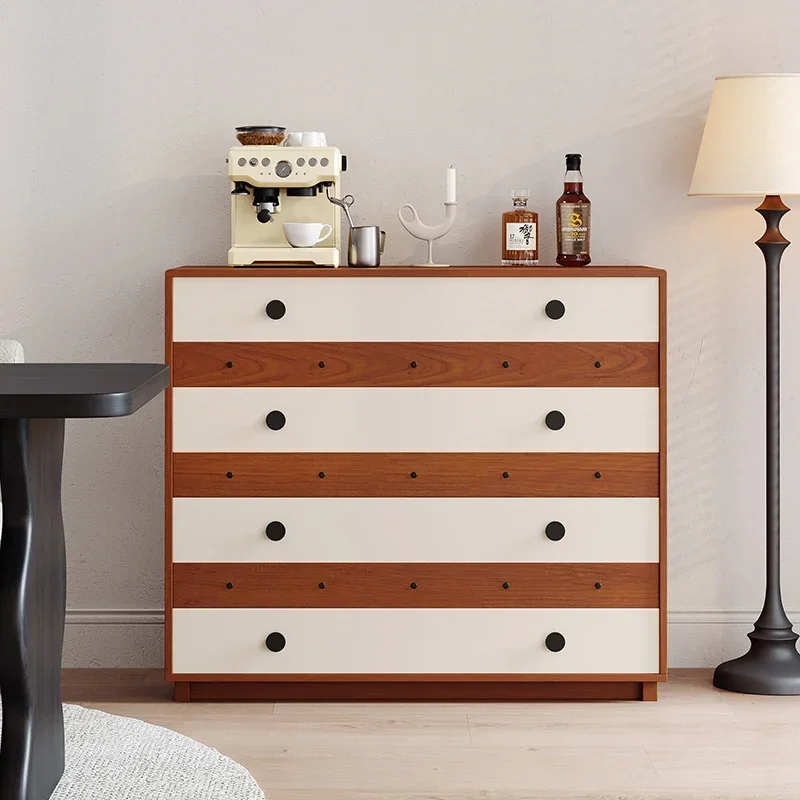Italian retro style four-chest cabinet, living room, sofa side cabinet, bedroom storage locker