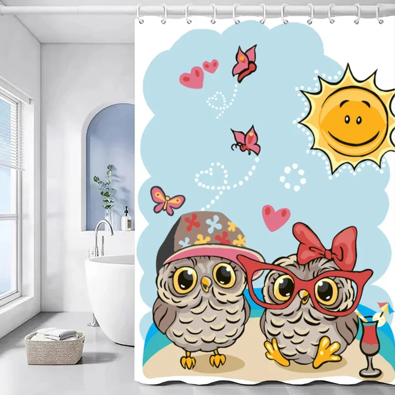 

European Bath Curtain for Shower Curtains Bathroom Sets the Owl Bathroom Accessories Set Waterproof Fabric Products HousehoXT6@！