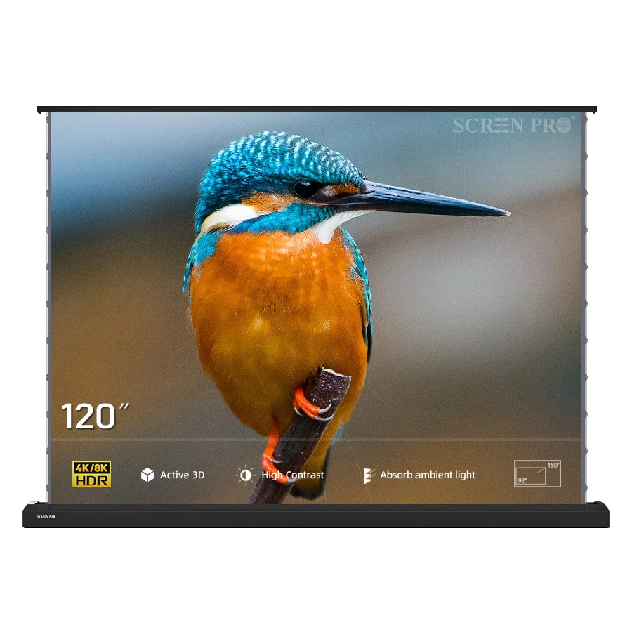 

SCREEN PRO 120-дюймовый моторизованный экран проектора ALR для подложки окружающего освещения для домашнего кинотеатра 4K