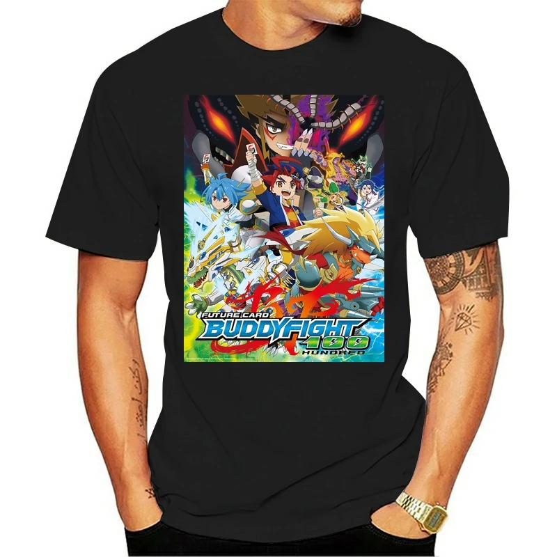 Future Card Buddyfight 100 Anime Battle Card Worn Look Cool T Shirt Printed T Shirt Short Sleeve Men