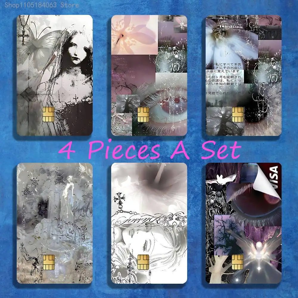 

Gothic Coquette Cybersigilism Stickers Credit Visa Debit Bank Charge Card Bus Metro Waterproof Sticker Decal Decoration