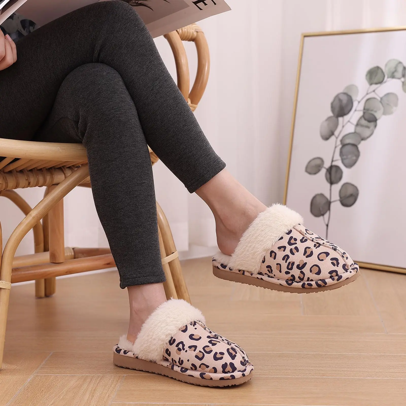 Litfun, zapatillas peludas de espuma viscoelástica para mujer, zapatos mullidos para casa de invierno, zapatillas cálidas de felpa para dormitorio,