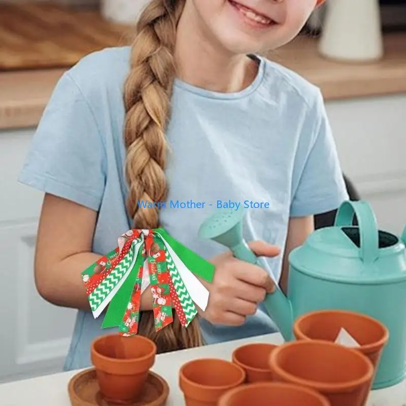 عيد الميلاد نمط الحرير Scrunchies طفل الشعر الديكور عطلة الشعر التعادل لينة مريحة هيرباند للفتيات ذيل الحصان 57QE #4