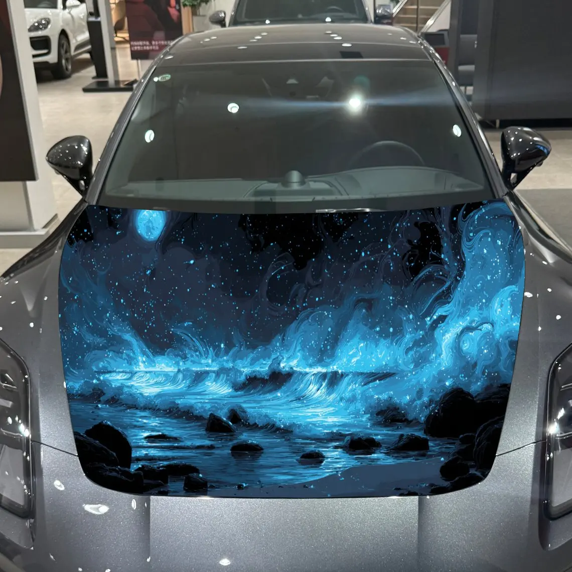 

Fluorescent waves Car Hood Vinyl Stickers Car Surface Protection Decal Car Decoration Cover Vinyl Wraps Waterproof Self-adhesive