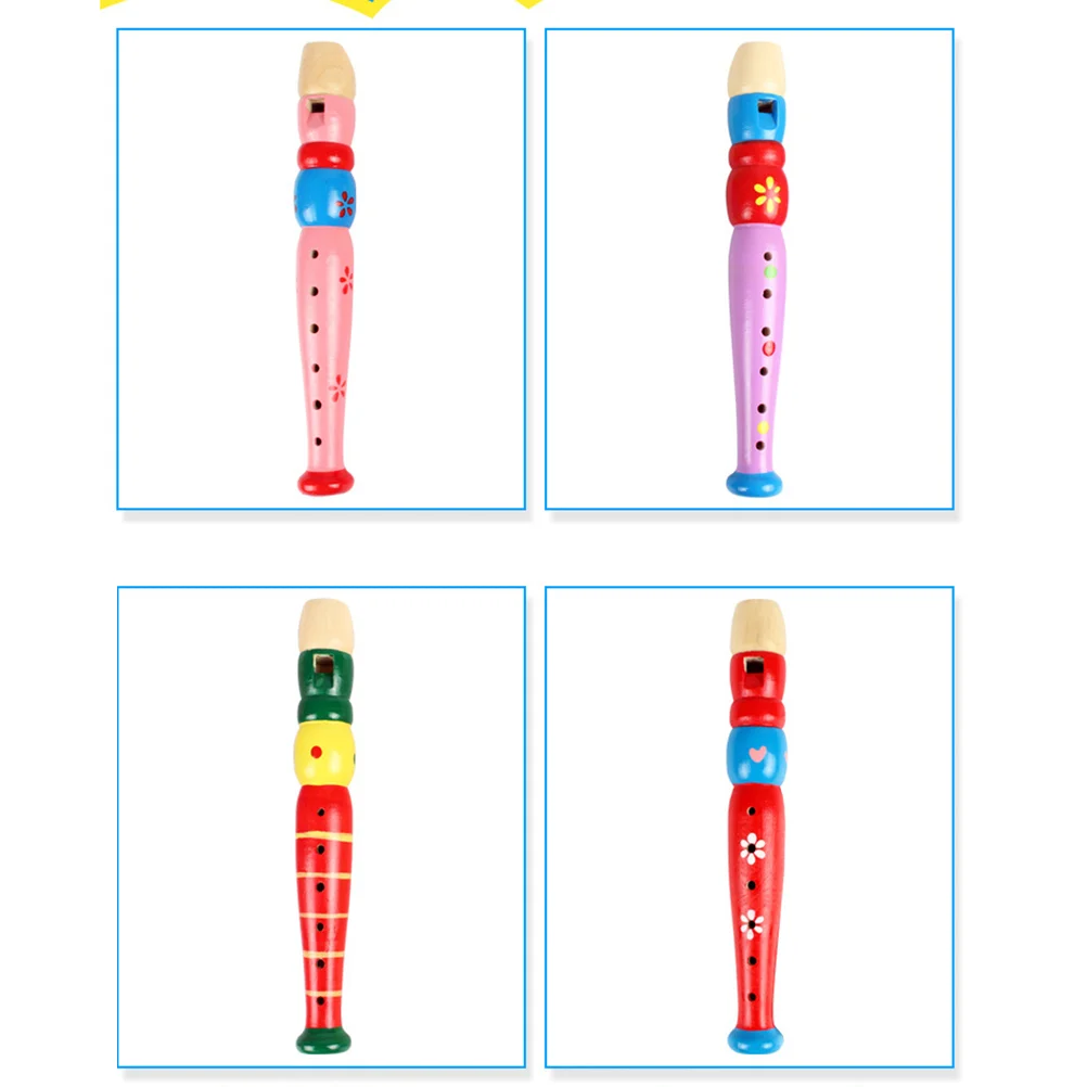 Small Wooden Recorders For Toddlers Colorful Piccolo Flute for Kids Learning Rhythm Musical Instrument Baby Early Education Musi