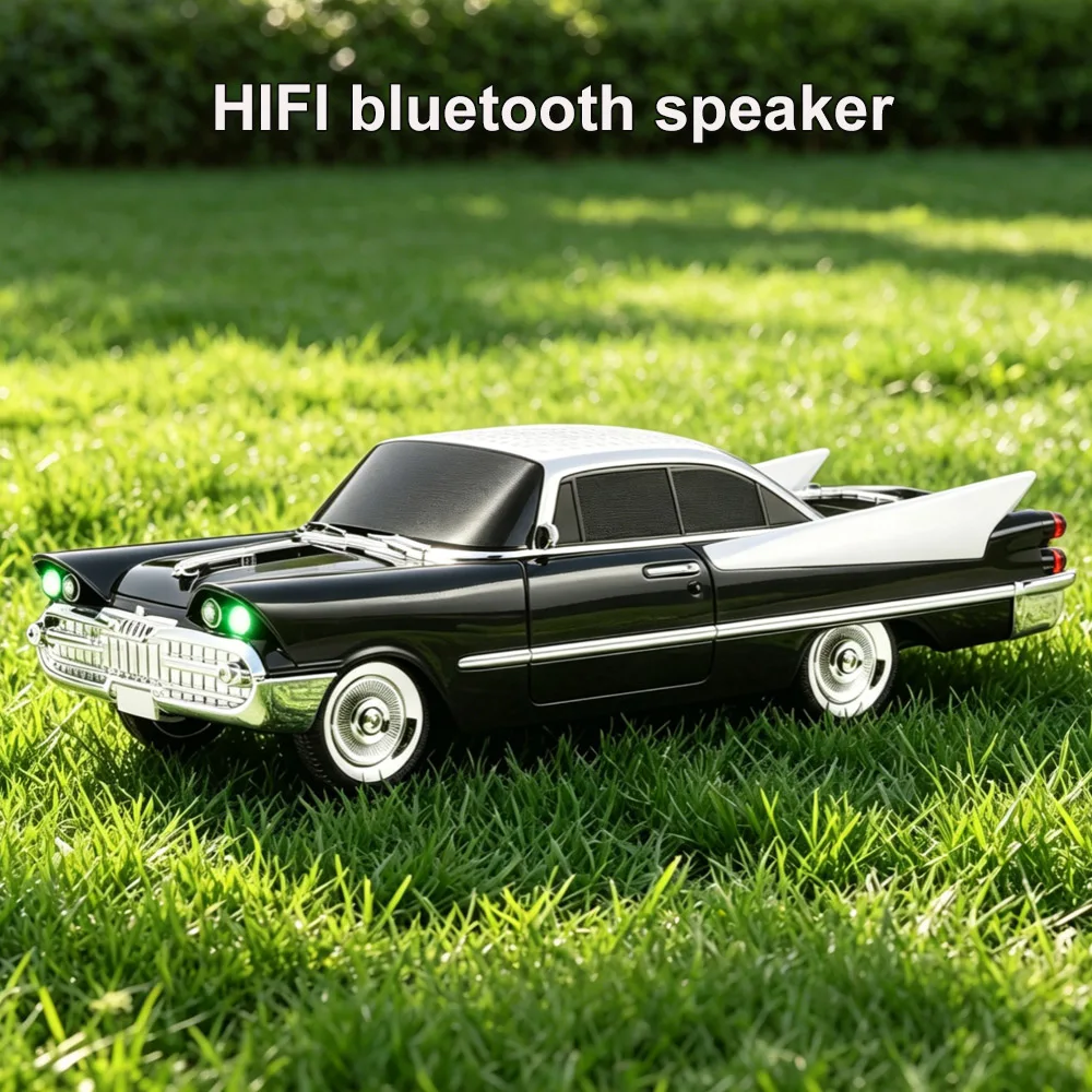 Retro Classic Car Model Bluetooth Speaker, WS-1965 Vintage Auto Shape Wireless Audio, Support TF USB FM Radio TWS Heavy Bass