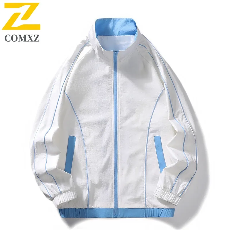 

COMXZ 2025 Мужская куртка с воротником-стойкой, весенняя молодежная свободная посадка, повседневное спортивное универсальное модное пальто, модное уличное пальто