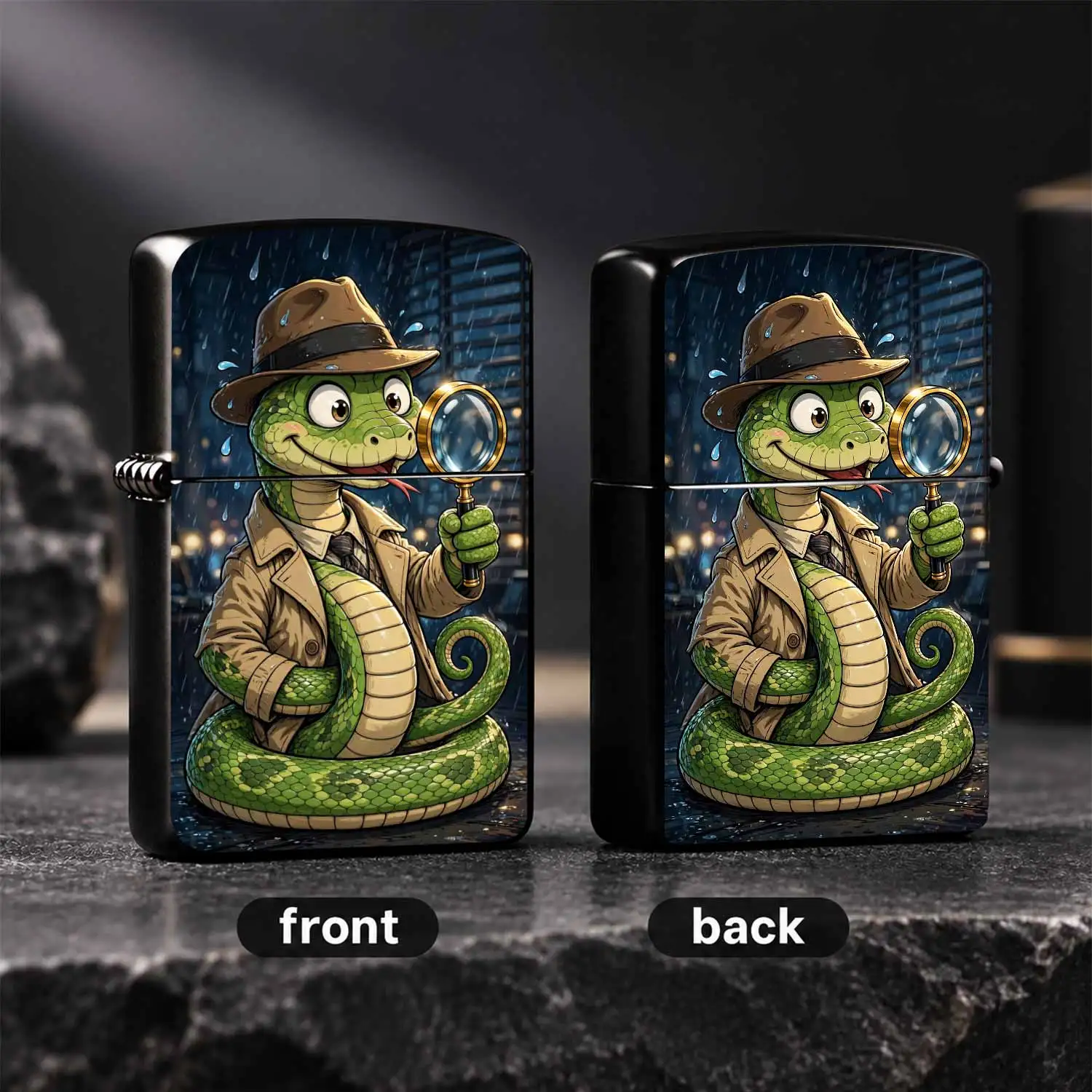 Snake Detective Themed Portable Versatile Accessory, Fun Rainy Night Investigator Snake Creative Daily Decor, Eye-Catching Unique Trendy Small Item For Home Office Outdoor, Nice Gift Choice For Friends And Hobby Lovers, Exquisite Decor That