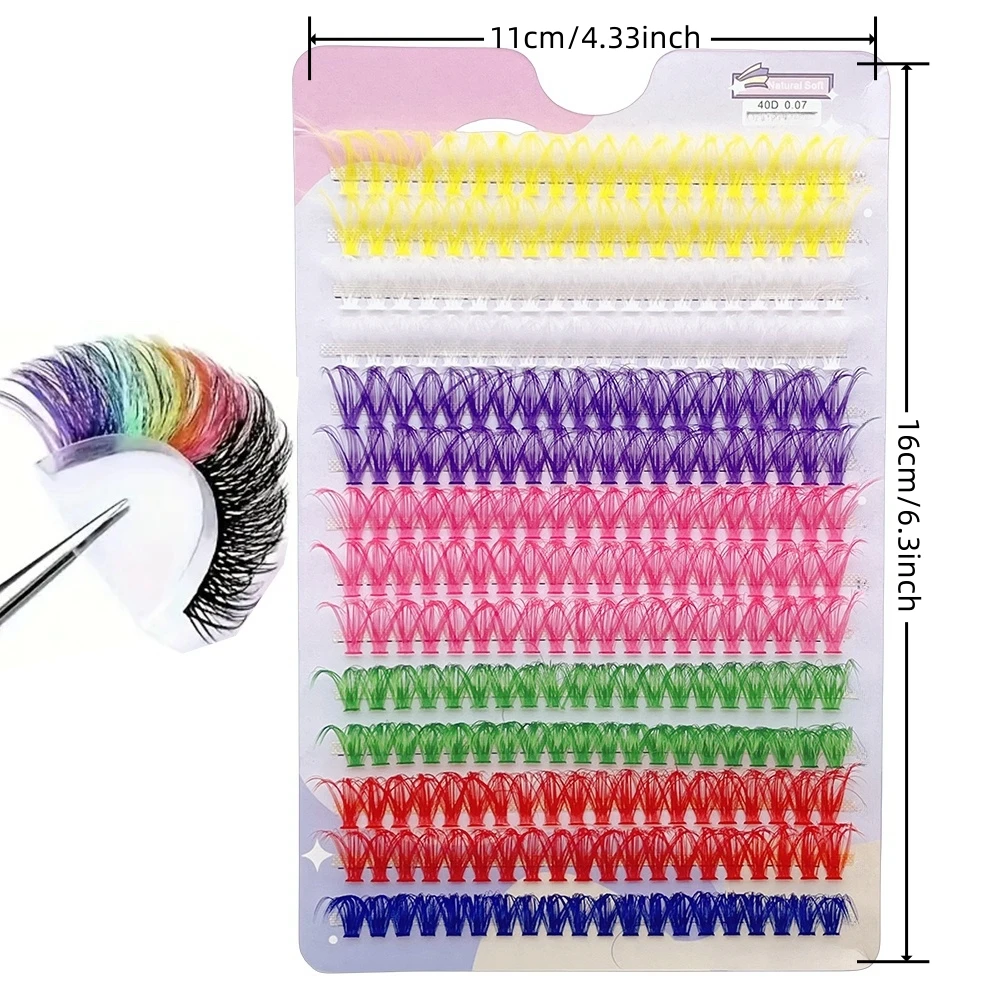 14 rows of colorful tufted false eyelashes, D-shaped curled tufted eyelashes lengthened to create a natural makeup effect