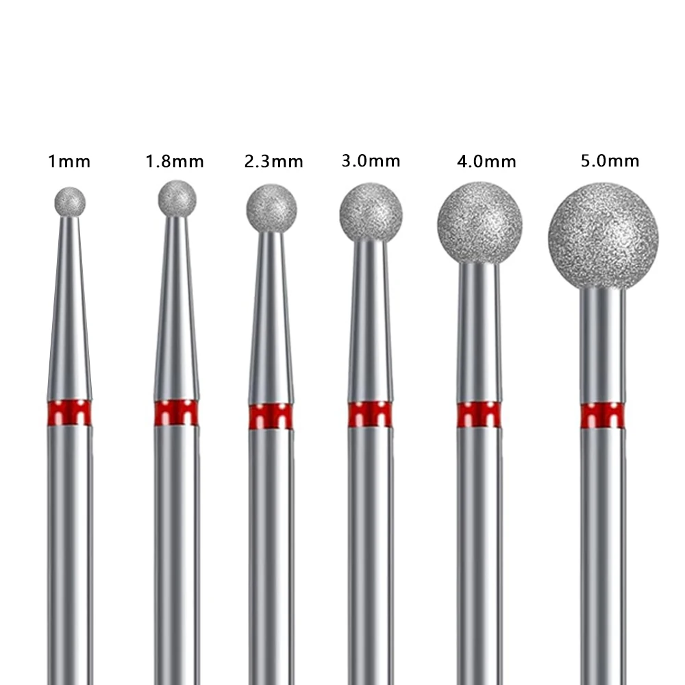 6pcs/set Ball Diamond Nail Drill Bits Fine Grit Rotary Cuticle Clean Burr Manicure Bit Drill Machine Accessories