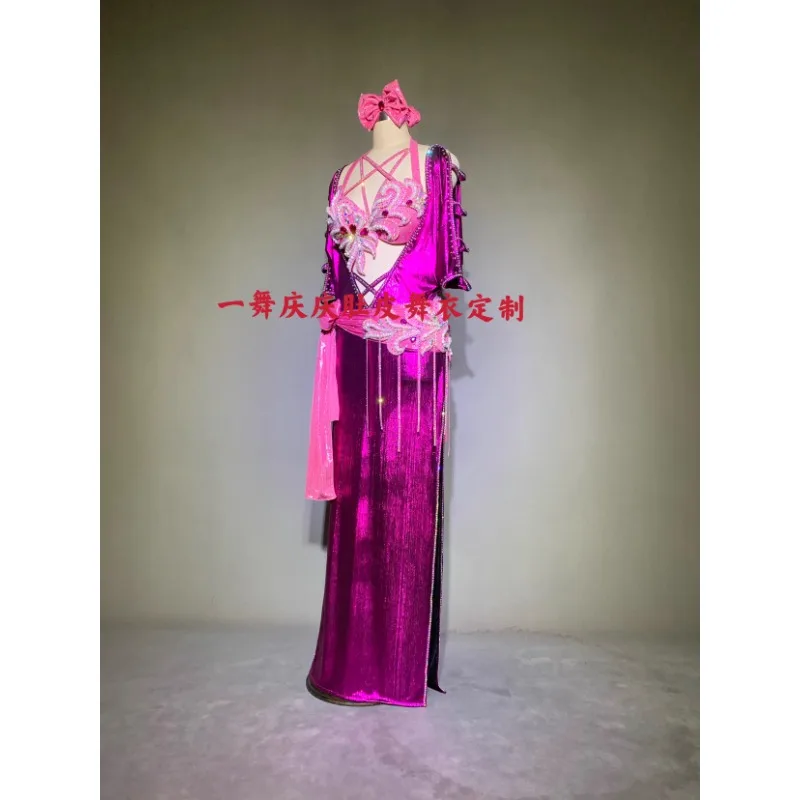 Customized Belly Dance Costumes Performance Robe Saidi Balady Shaabi Belly Dancing Bra Dress Lesson Wear Team Clothes Women Belt