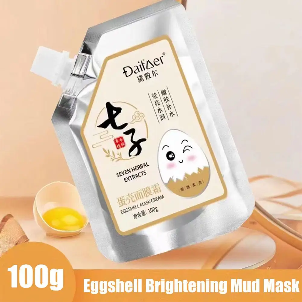 100g guscio d'uovo maschera di fango schiarente polvere macchie di Acne Hyrdating Lifting del viso rimuovi maschera e rassodante sbiancante e idratante V2M6