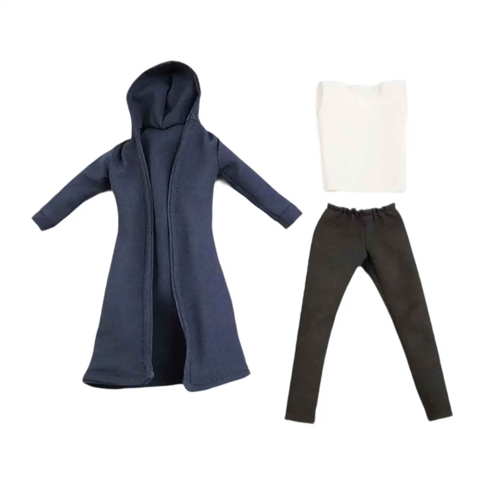 

3x 1/12 Scale Wind Coat and Pants Vest Fashion Doll Accessories Miniature Model for 6in Doll Model Male Figures Dress up